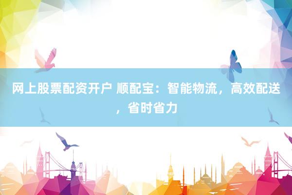 网上股票配资开户 顺配宝：智能物流，高效配送，省时省力