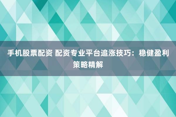 手机股票配资 配资专业平台追涨技巧：稳健盈利策略精解