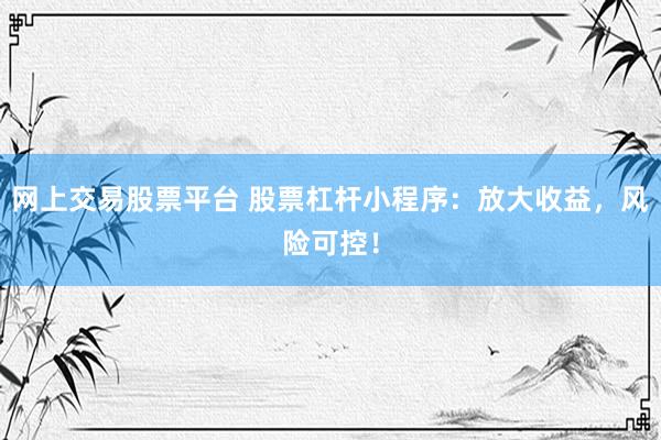 网上交易股票平台 股票杠杆小程序：放大收益，风险可控！