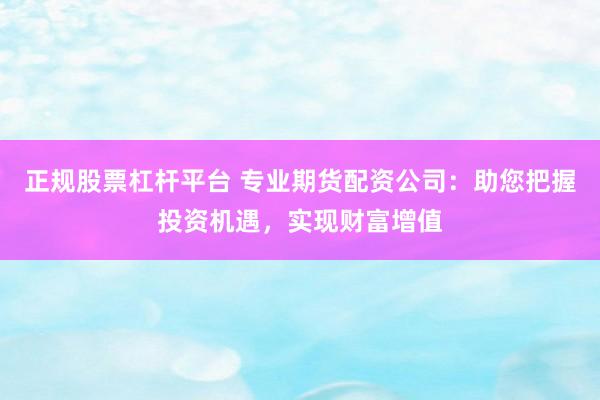 正规股票杠杆平台 专业期货配资公司：助您把握投资机遇，实现财富增值