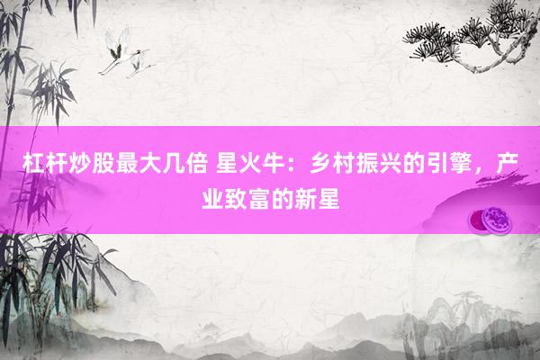 杠杆炒股最大几倍 星火牛：乡村振兴的引擎，产业致富的新星