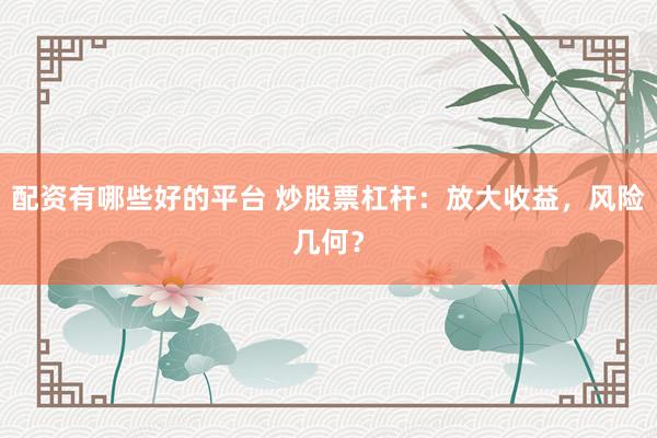配资有哪些好的平台 炒股票杠杆：放大收益，风险几何？