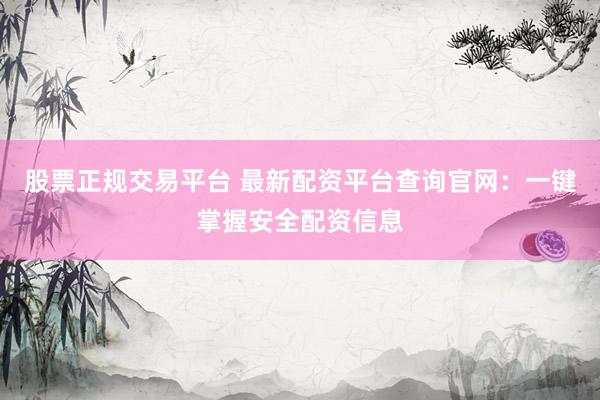 股票正规交易平台 最新配资平台查询官网：一键掌握安全配资信息
