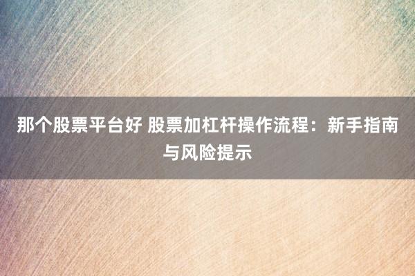 那个股票平台好 股票加杠杆操作流程：新手指南与风险提示