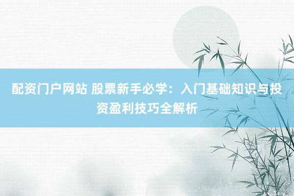 配资门户网站 股票新手必学：入门基础知识与投资盈利技巧全解析