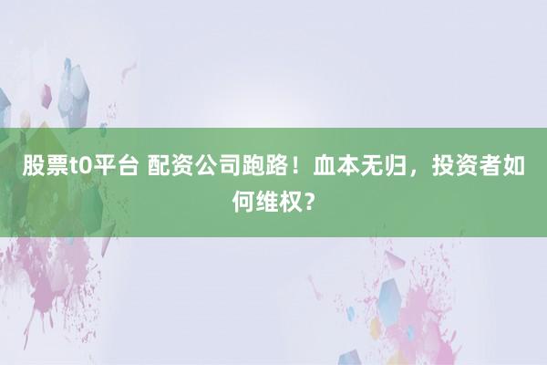 股票t0平台 配资公司跑路！血本无归，投资者如何维权？