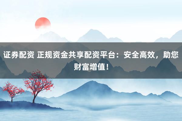 证券配资 正规资金共享配资平台：安全高效，助您财富增值！