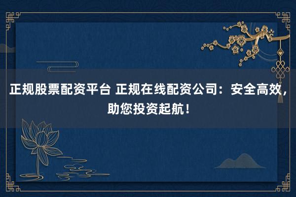 正规股票配资平台 正规在线配资公司：安全高效，助您投资起航！