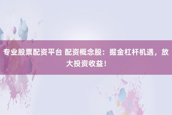专业股票配资平台 配资概念股：掘金杠杆机遇，放大投资收益！