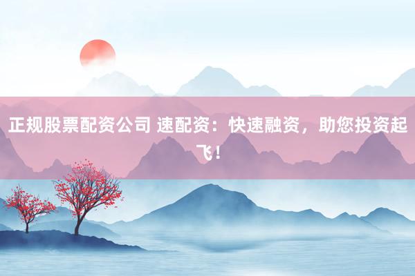 正规股票配资公司 速配资:快速融资,助您投资起飞!