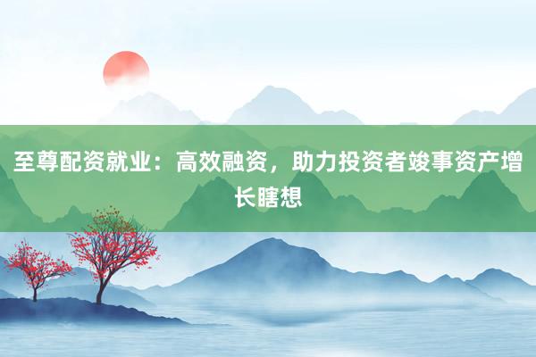 至尊配资就业：高效融资，助力投资者竣事资产增长瞎想