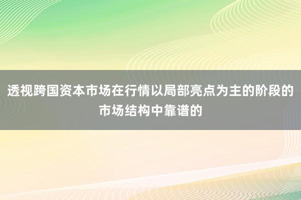 透视跨国资本市场在行情以局部亮点为主的阶段的市场结构中靠谱的