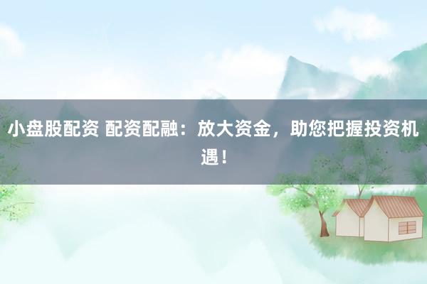 小盘股配资 配资配融：放大资金，助您把握投资机遇！