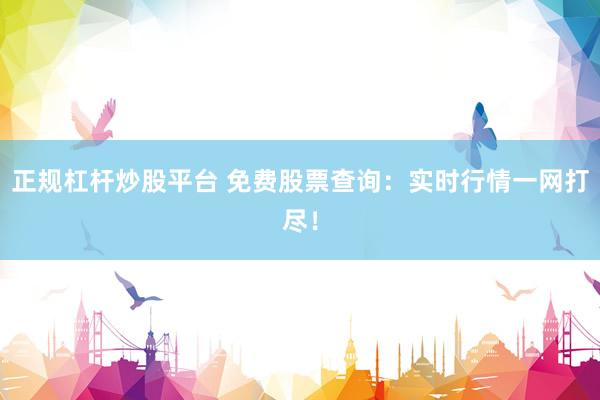 正规杠杆炒股平台 免费股票查询：实时行情一网打尽！