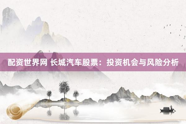 配资世界网 长城汽车股票：投资机会与风险分析
