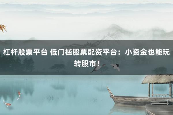杠杆股票平台 低门槛股票配资平台：小资金也能玩转股市！