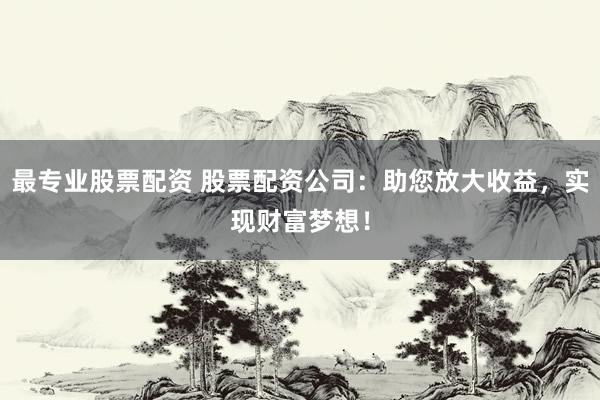 最专业股票配资 股票配资公司：助您放大收益，实现财富梦想！