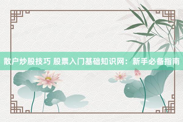 散户炒股技巧 股票入门基础知识网:新手必备指南